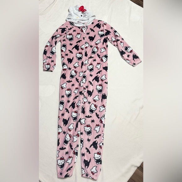 Hello kitty pink Halloween onesie fleece pajamas size large - Picture 1 of 7